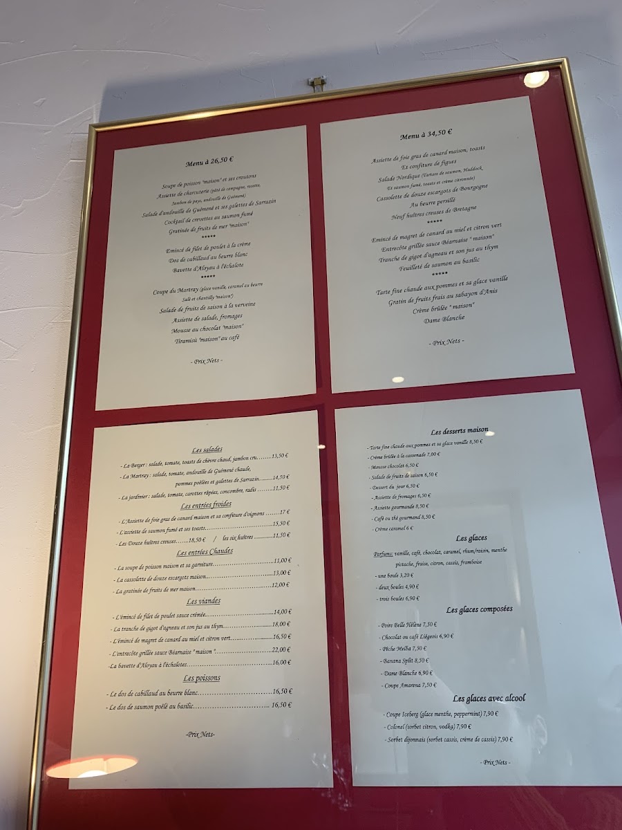 Menu Restaurant Le Martray-2