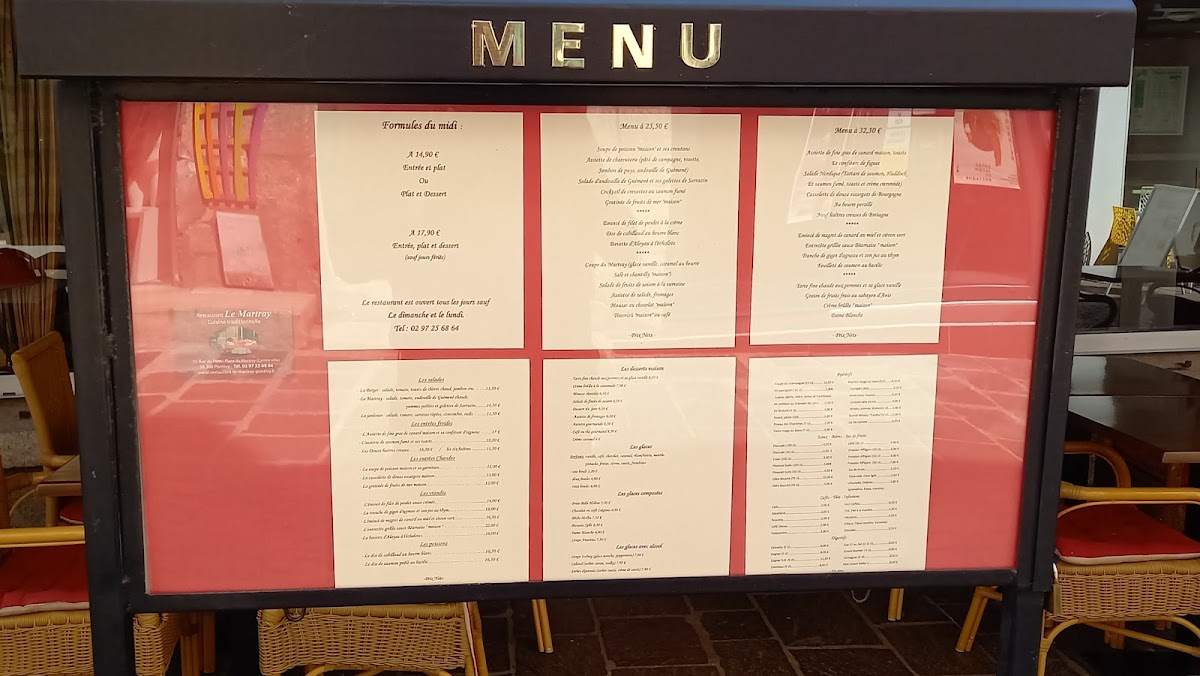 Menu Restaurant Le Martray-4